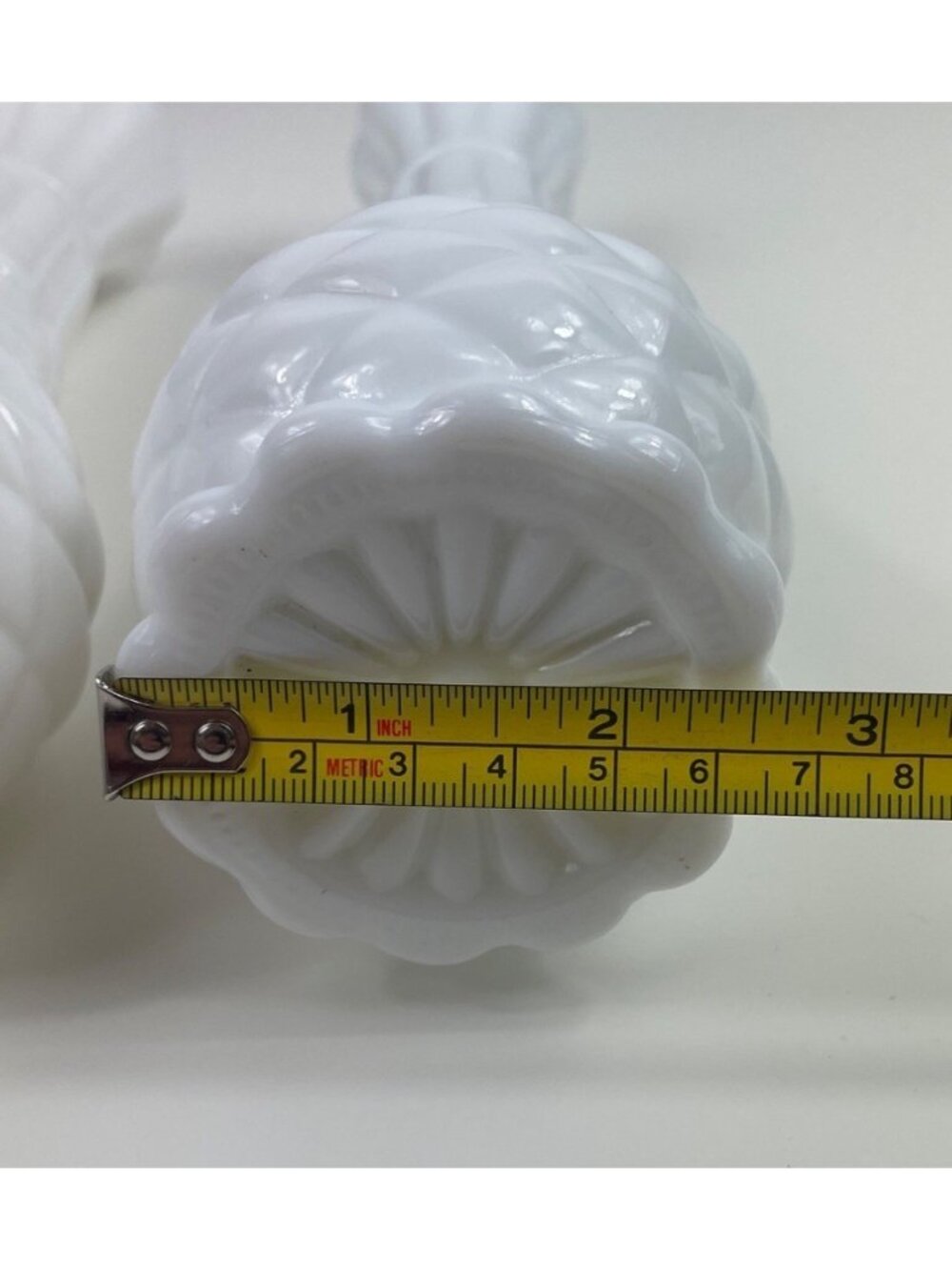 Vintage Anchor Hocking White Milk Glass Pineapple Bud Vase 9” Tall Set of 2 - Picture 9 of 10